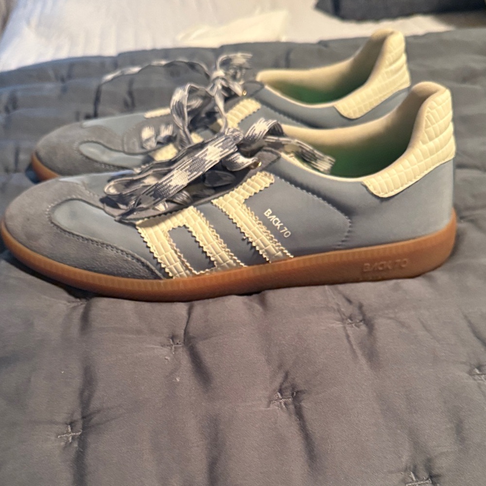 Blue and Cream Women's Sneakers